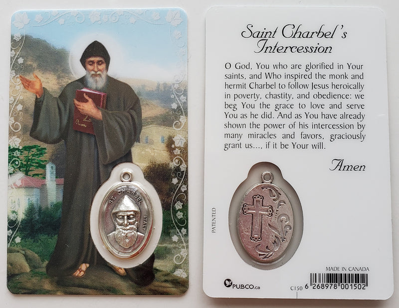 St. Charbel Prayer Card with Medal