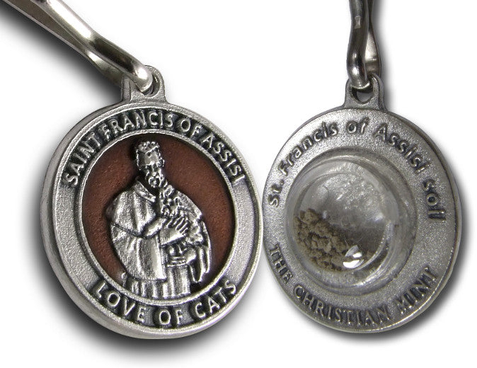 St. Francis Cat Medal with Soil