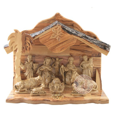 Deluxe Olive Wood Musical Nativity Set from the Holy Land