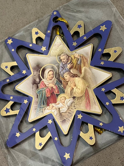 Products 4" Hanging Christmas Star Pierced Christmas Ornament with Guardian Angels (3 different styles to choose from)