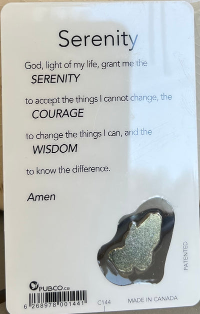 Serenity Prayer Card with praying hands Gold medal