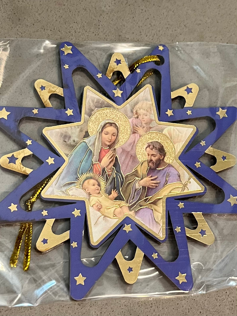 Products 4" Hanging Christmas Star Pierced Christmas Ornament with Guardian Angels (3 different styles to choose from)
