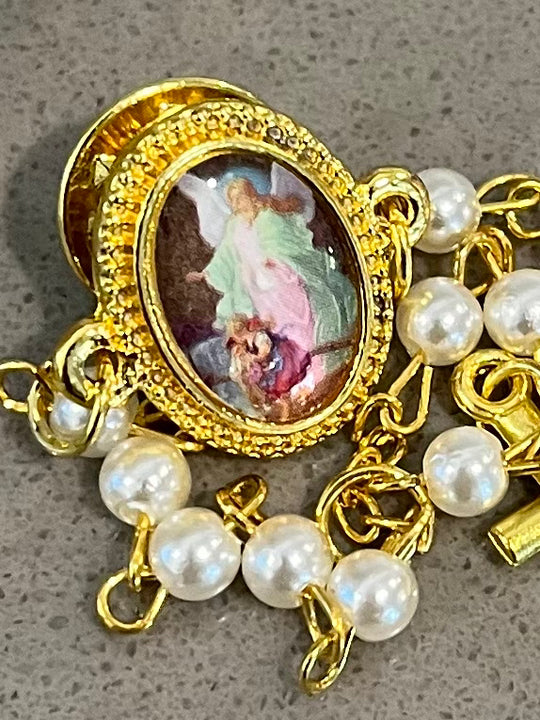 Guardian Angel Rosary Lapel Pin