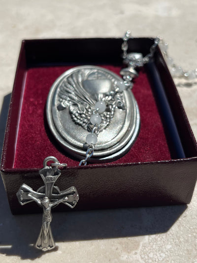 First Communion Rosary with Pewter Keepsake Box