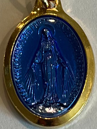 Miraculous Medal - Deep Blue with Gold casing from the Chapelle de Medaille Miraculeuse in Paris