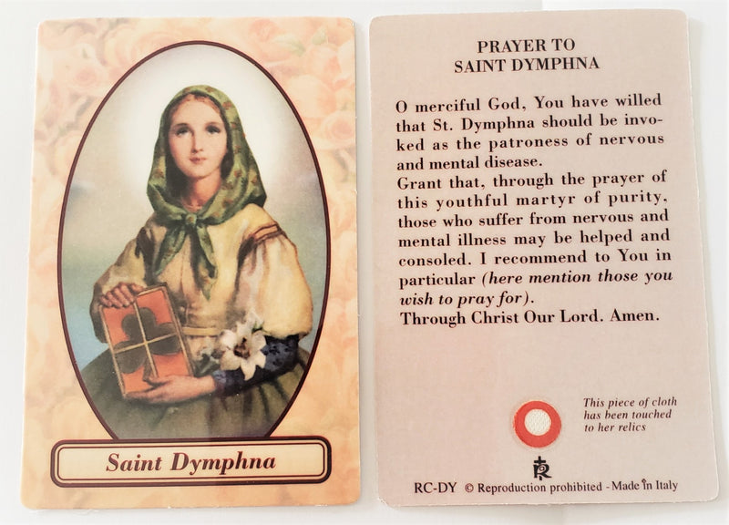 St. Dymphna Relic Prayer Card
