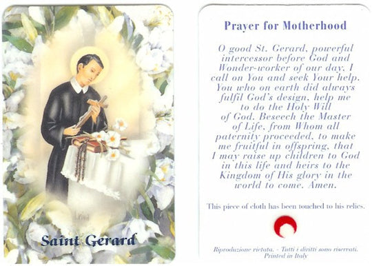 St. Gerard Relic Prayer Card