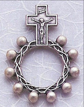 Silver Tone Metal Rosary Ring