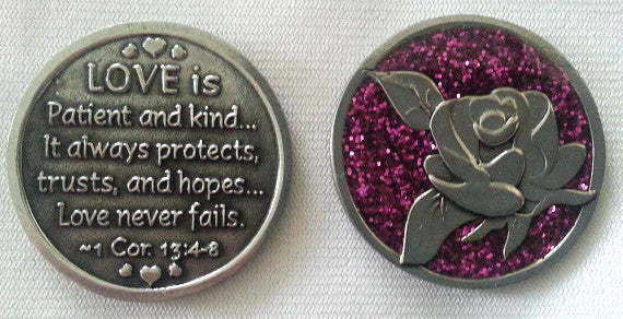 Love is... Cor13:4-8) Enameled Pocket Coin